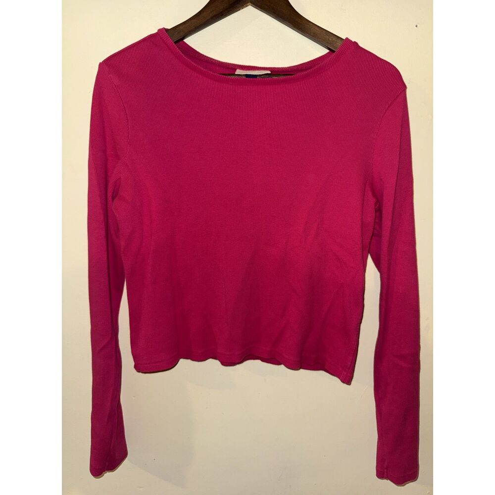 Universal Thread Hot Pink Ribbed Long Sleeve Boatneck Top XL